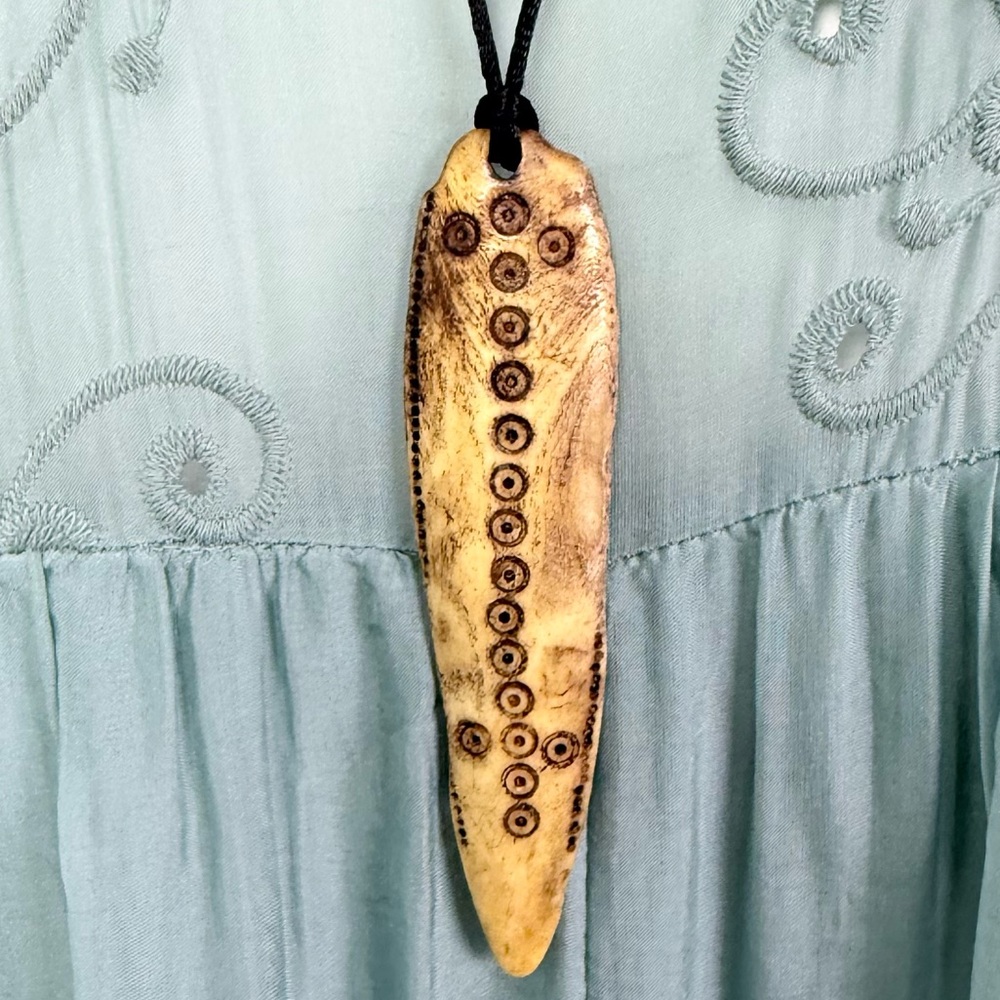 Vintage Ethiopian Medicine Man Stick Pendant Antelope Bone 1960s